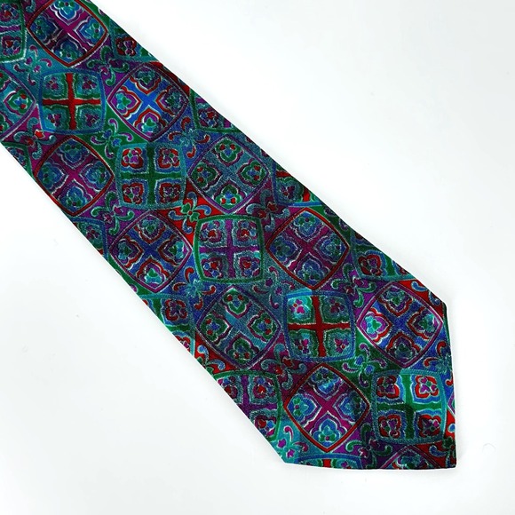 Vintage Missoni Cravatte 100% Silk Necktie Men\'s Geometric Pattern Designer